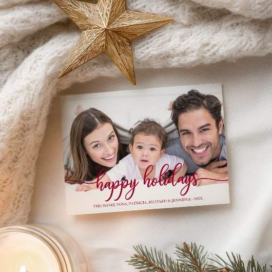 prettige feestdagen Red Calligraphy Briefkaart