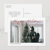 prettige feestdagen Red Calligraphy Modern Briefka Briefkaart (Voorkant / Achterkant)