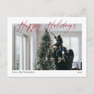 prettige feestdagen Red Calligraphy Modern Briefka Briefkaart