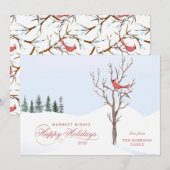 Prettige feestdagen Red Cardinal Bird Feestdagenkaart (Voorkant / Achterkant)