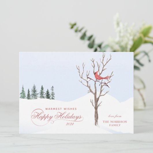 Prettige feestdagen Red Cardinal Bird Feestdagenkaart (Staand voorkant)