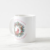 Prettige feestdagen Red Cardinal Pine Wreath Koffiemok (Voorkant links)