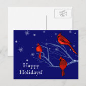 prettige feestdagen. Red Cardinals Kerstmis Feestdagenkaart (Voorkant / Achterkant)