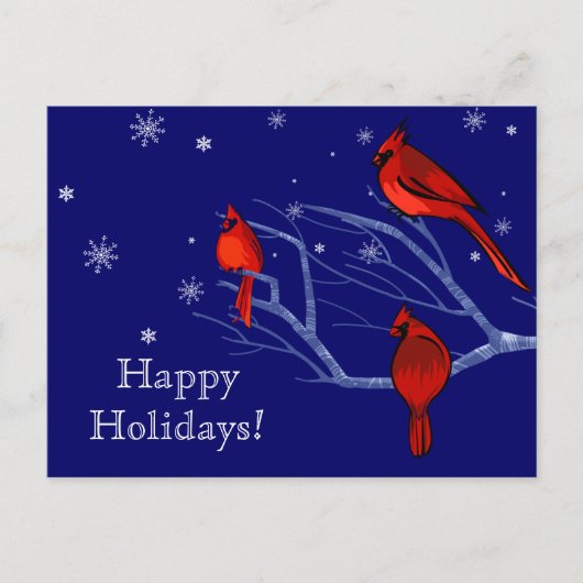 prettige feestdagen. Red Cardinals Kerstmis Feestdagenkaart (Voorkant)