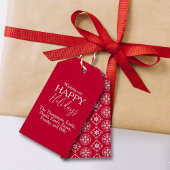 prettige feestdagen Red Cute Festive Simple Snowfl Cadeaulabel