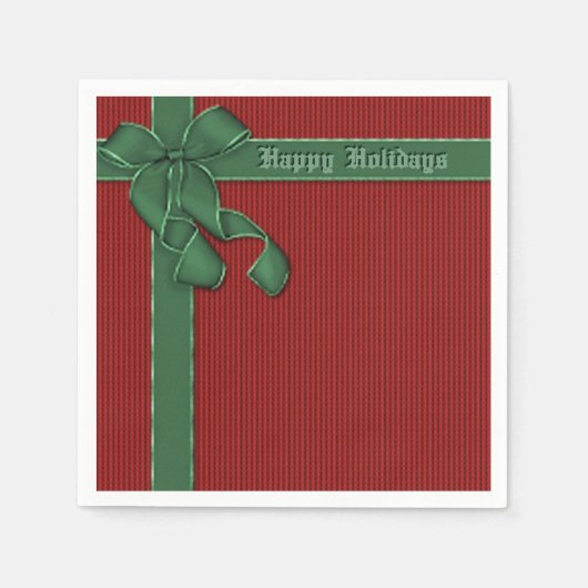 prettige feestdagen Red en Green Ribbon Napkins Servet (Voorkant)