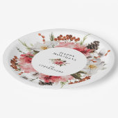 prettige feestdagen Red Floral Papieren Bordje (Gekanteld)