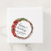 prettige feestdagen Red Floral Waterverf Wreath Bedankjes Labels (In situ)