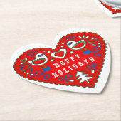 prettige feestdagen Red Folk Art Heart Kartonnen Onderzetters (Gekanteld)