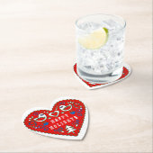 prettige feestdagen Red Folk Art Heart Kartonnen Onderzetters (Insitu)