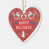 prettige feestdagen Red Folk Art Heart Keramisch Ornament (Links)