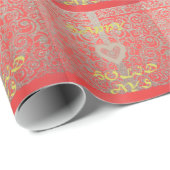 prettige feestdagen Red Glitter-hartontwerp Cadeaupapier (Rol Hoek)