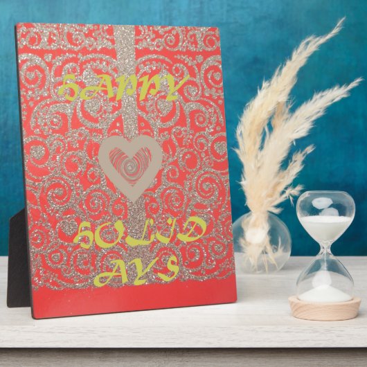 prettige feestdagen Red Glitter-hartontwerp Fotoplaat (Zijkant)