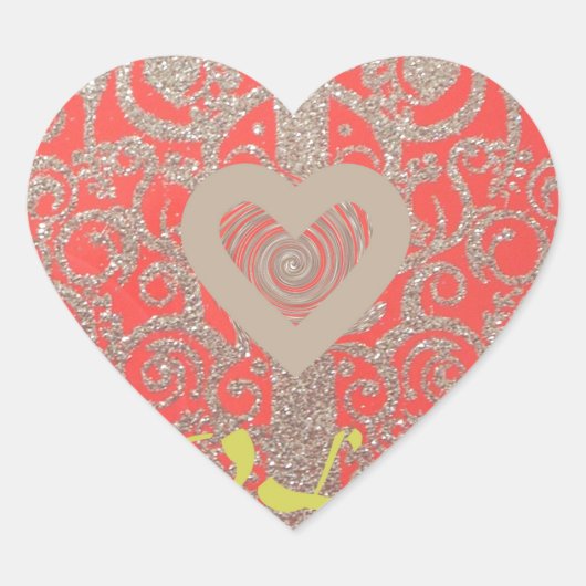 prettige feestdagen Red Glitter-hartontwerp Hart Sticker (Voorkant)