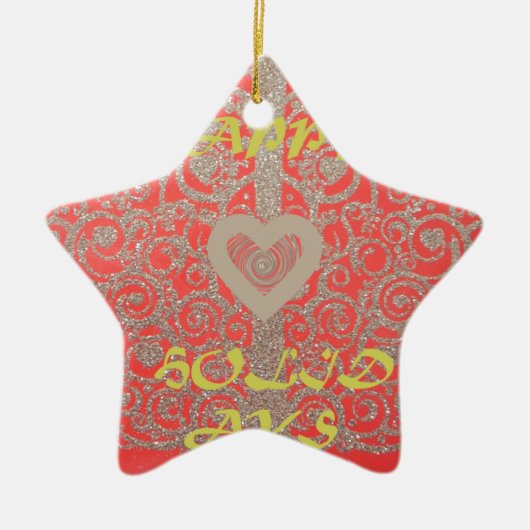 prettige feestdagen Red Glitter-hartontwerp Keramisch Ornament (Voorkant)
