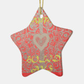 prettige feestdagen Red Glitter-hartontwerp Keramisch Ornament (Links)