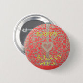 prettige feestdagen Red Glitter-hartontwerp Ronde Button 5,7 Cm (Voorkant /achterkant)