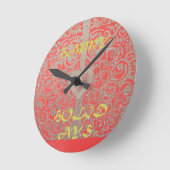 Prettige feestdagen Red Glitter hartontwerp Ronde Klok (Hoek)