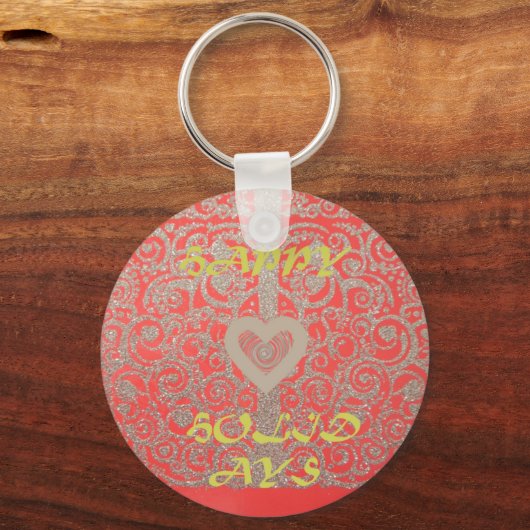 prettige feestdagen Red Glitter-hartontwerp Sleutelhanger (Voorkant)