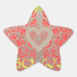 prettige feestdagen Red Glitter-hartontwerp Ster Sticker