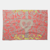 prettige feestdagen Red Glitter-hartontwerp Theedoek (Horizontaal)
