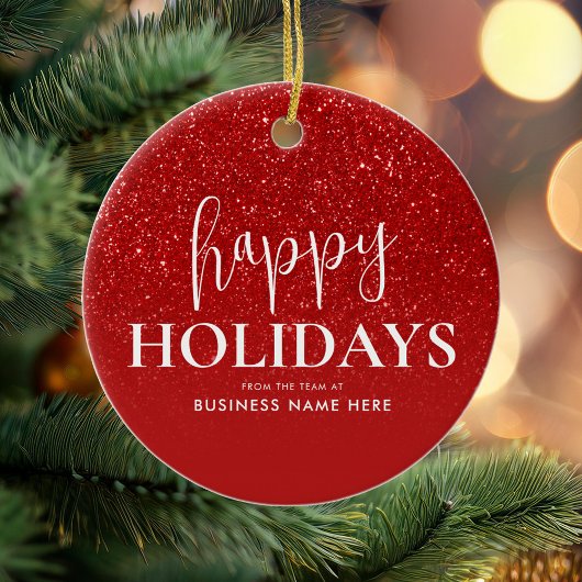prettige feestdagen Red Glitter Modern Business Keramisch Ornament