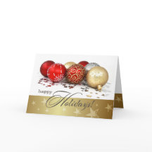 prettige feestdagen. Red Gold Baubles