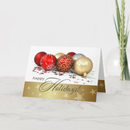 prettige feestdagen. Red Gold Baubles Feestdagen Kaart