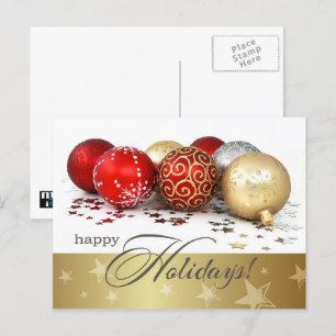 prettige feestdagen. Red Gold Baubles Feestdagenkaart