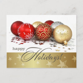 prettige feestdagen. Red Gold Baubles Feestdagenkaart