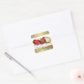 prettige feestdagen. Red Gold Baubles kerst Vierkante Sticker (Envelop)