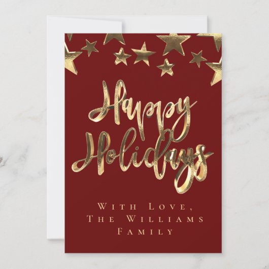 Prettige feestdagen Red Gold Stars Kaart (Voorkant)