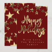 Prettige feestdagen Red Gold Stars Kaart (Voorkant / Achterkant)