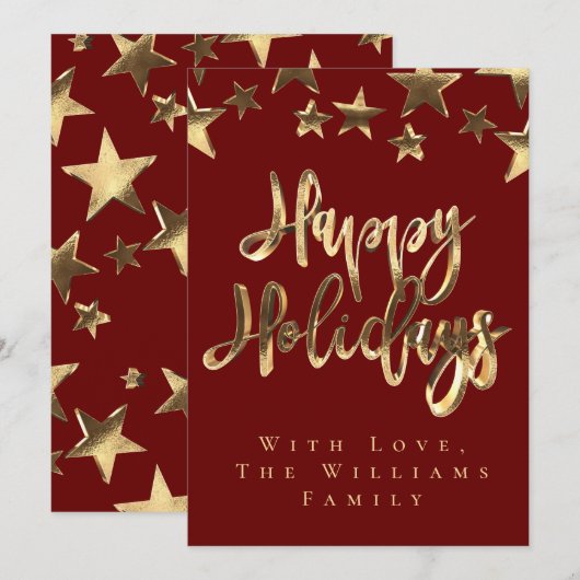 Prettige feestdagen Red Gold Stars Kaart (Voorkant / Achterkant)