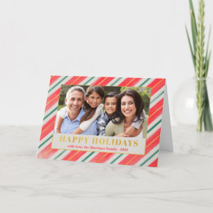 prettige feestdagen Red Green Stripe Kaart