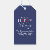 prettige feestdagen Red Navy Blue Simple Snowflake Cadeaulabel (Voorkant)