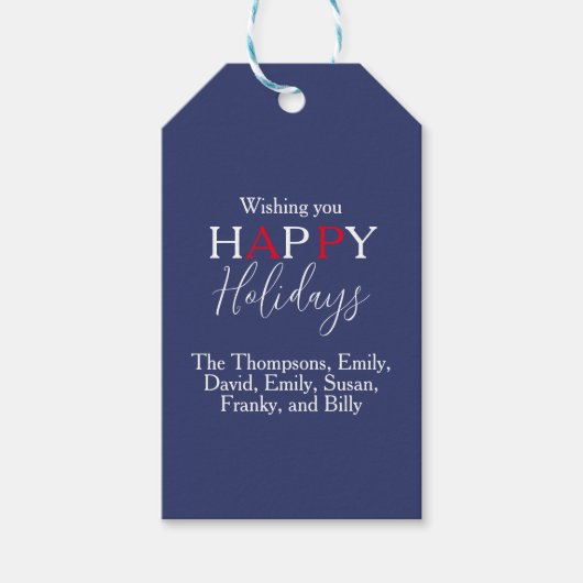 prettige feestdagen Red Navy Blue Simple Snowflake Cadeaulabel (Voorkant)