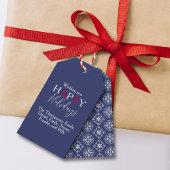 prettige feestdagen Red Navy Blue Simple Snowflake Cadeaulabel