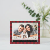 Prettige feestdagen Red Plaid Family Briefkaart (Staand voorkant)