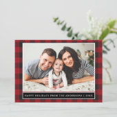 Prettige feestdagen Red Plaid Feestdagenkaart (Staand voorkant)