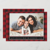 Prettige feestdagen Red Plaid Feestdagenkaart (Voorkant / Achterkant)