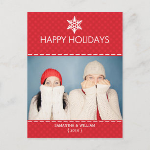 Prettige feestdagen Red Plaid Holiday Briefkaart