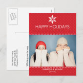 Prettige feestdagen Red Plaid Holiday Briefkaart (Voorkant / Achterkant)