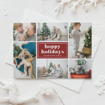 Prettige feestdagen Red Retro<br><div class="desc">Prettige feestdagen Nee! Stuur uw vakantie groeten aan familie en vrienden met deze aanpasbare vakantie briefkaart. Het beschikt over retro typografie en een foto collage sjabloon. Personaliseer dit fotocollage vakantie briefkaart door uw gegevens toe te voegen. Dit aangepaste vakantie briefkaart is verkrijgbaar in andere kleuren en cardstock. Overeenkomende objecten zijn...</div>