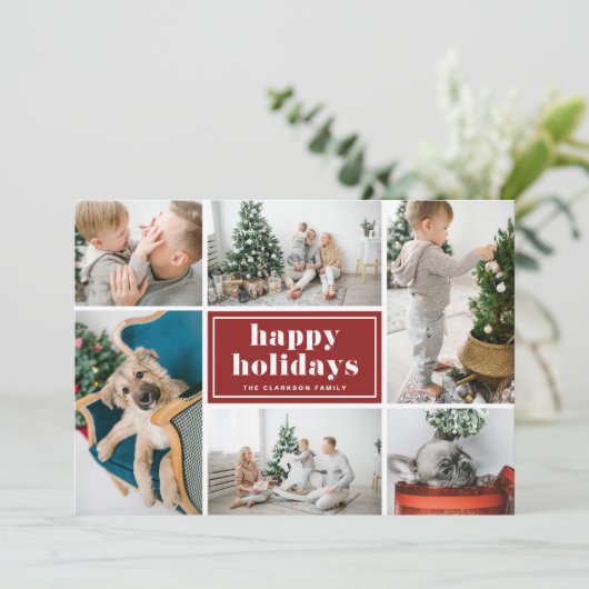 Prettige feestdagen Red Retro Feestdagenkaart (Staand voorkant)