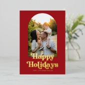prettige feestdagen Red Retro Type Arch Foto Gold (Staand Voorkant)