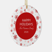 Prettige feestdagen Red Snowflake Keramisch Ornament (Rechts)