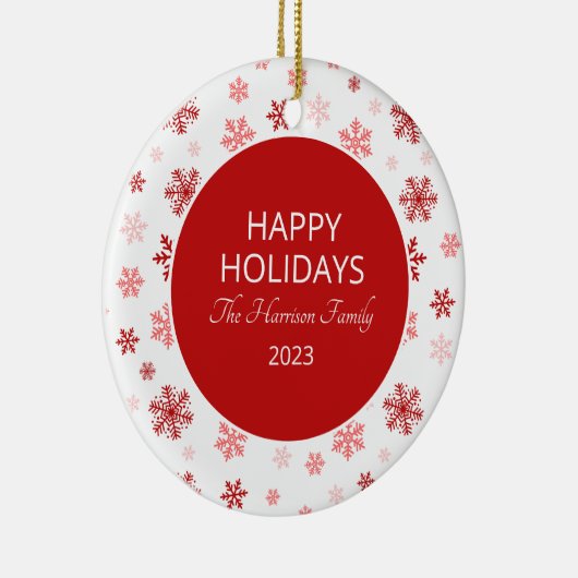 Prettige feestdagen Red Snowflake Keramisch Ornament (Rechts)