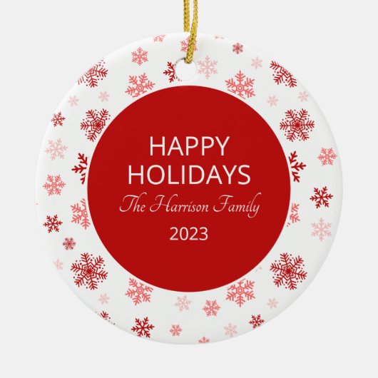 Prettige feestdagen Red Snowflake Keramisch Ornament (Voorkant)