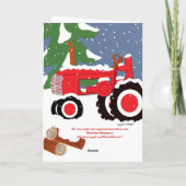 prettige feestdagen Red Tractor Kaart (Achterkant)